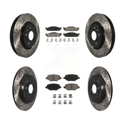 Coated Drill Slot Disc Brake Rotors Ceramic Pad Front Rear Kit For Ford Explorer