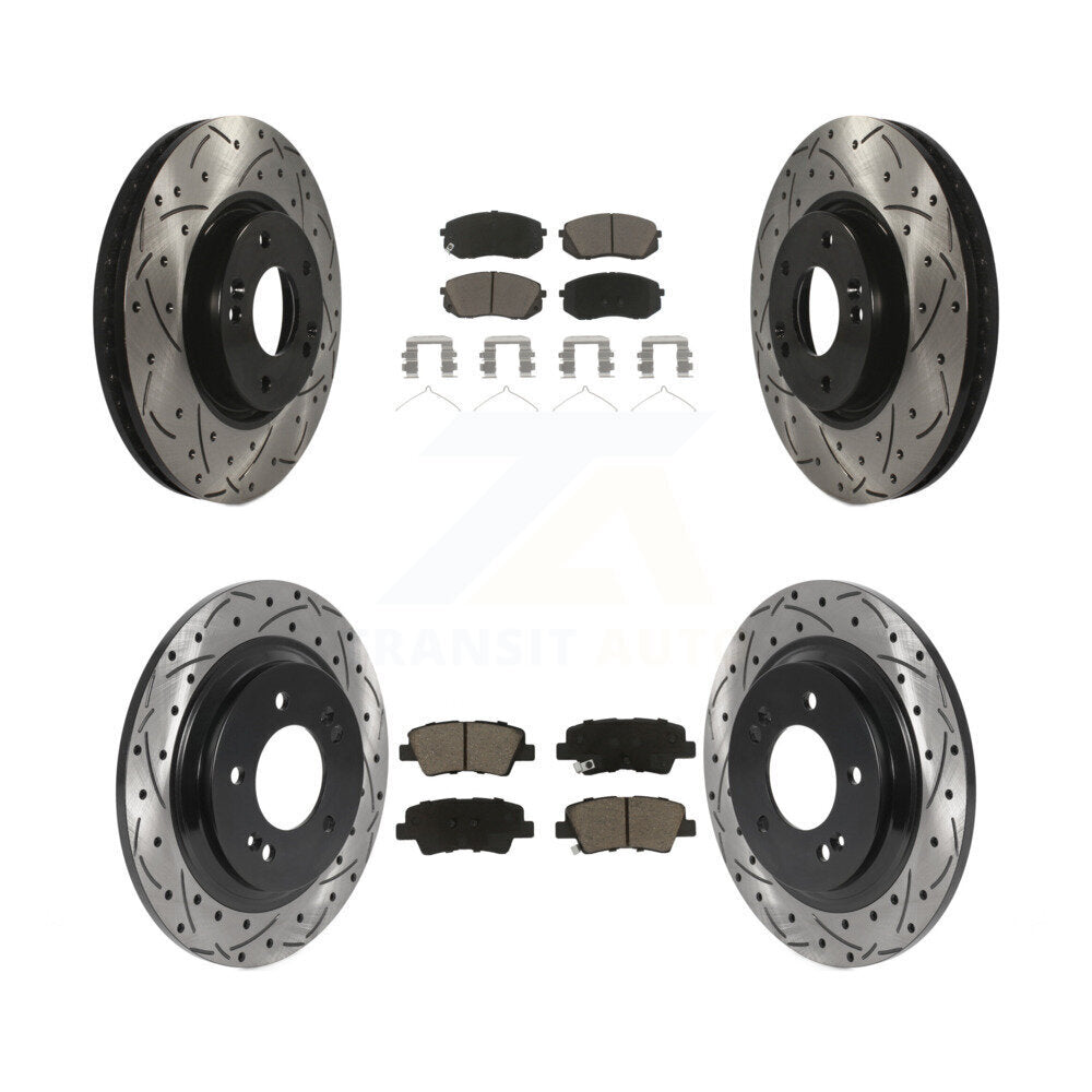 Coated Drill Slot Disc Brake Rotor Ceramic Pad Front Rear Kit For Hyundai Sonata