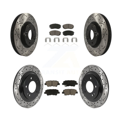 Coated Drill Slot Disc Brake Rotor Ceramic Pad Front Rear Kit For Hyundai Sonata