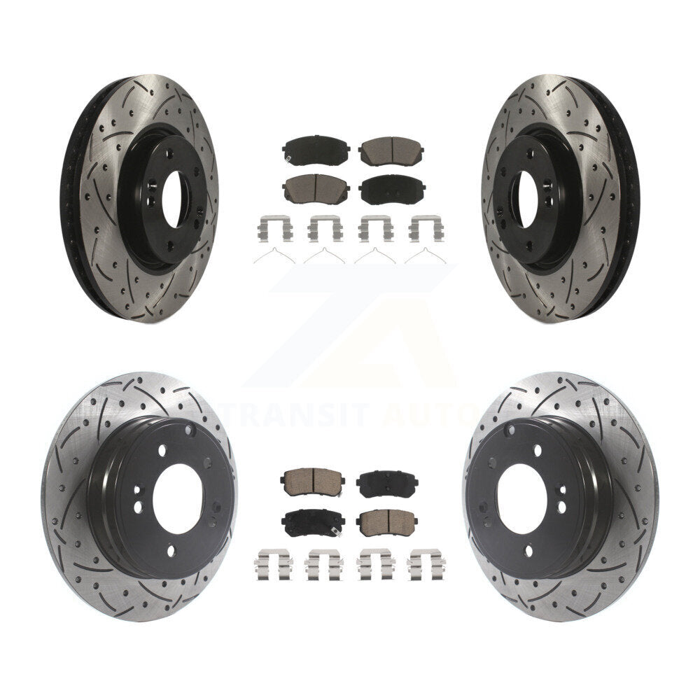 Coated Drill Slot Disc Brake Rotor Ceramic Pad Front Rear Kit For Hyundai Sonata