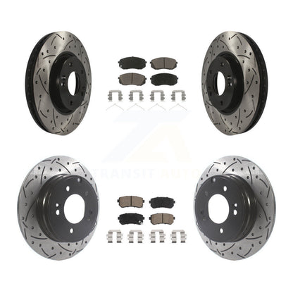 Coated Drill Slot Disc Brake Rotor Ceramic Pad Front Rear Kit For Hyundai Sonata