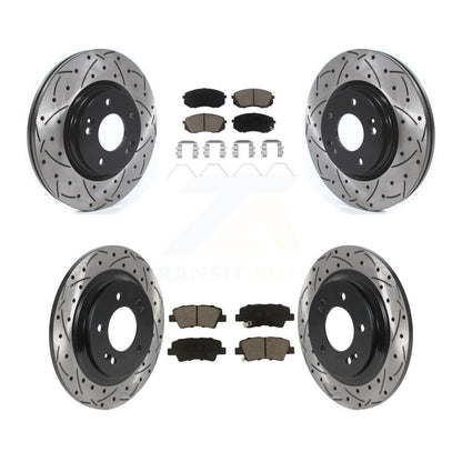 Drilled Slot Brake Rotor & Ceramic Pad Front Rear Kit For Hyundai Elantra GT Kia