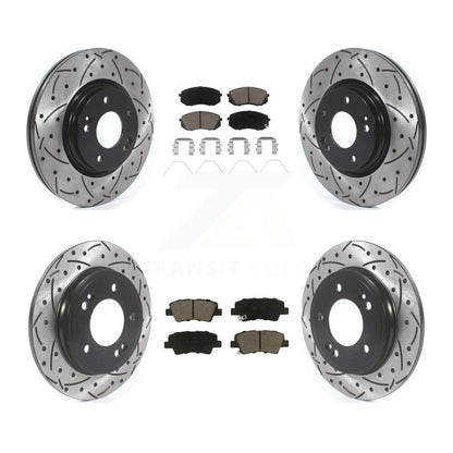 Drill Slot Brake Rotor Ceramic Pad Front Rear Kit For Kia Forte Hyundai Veloster