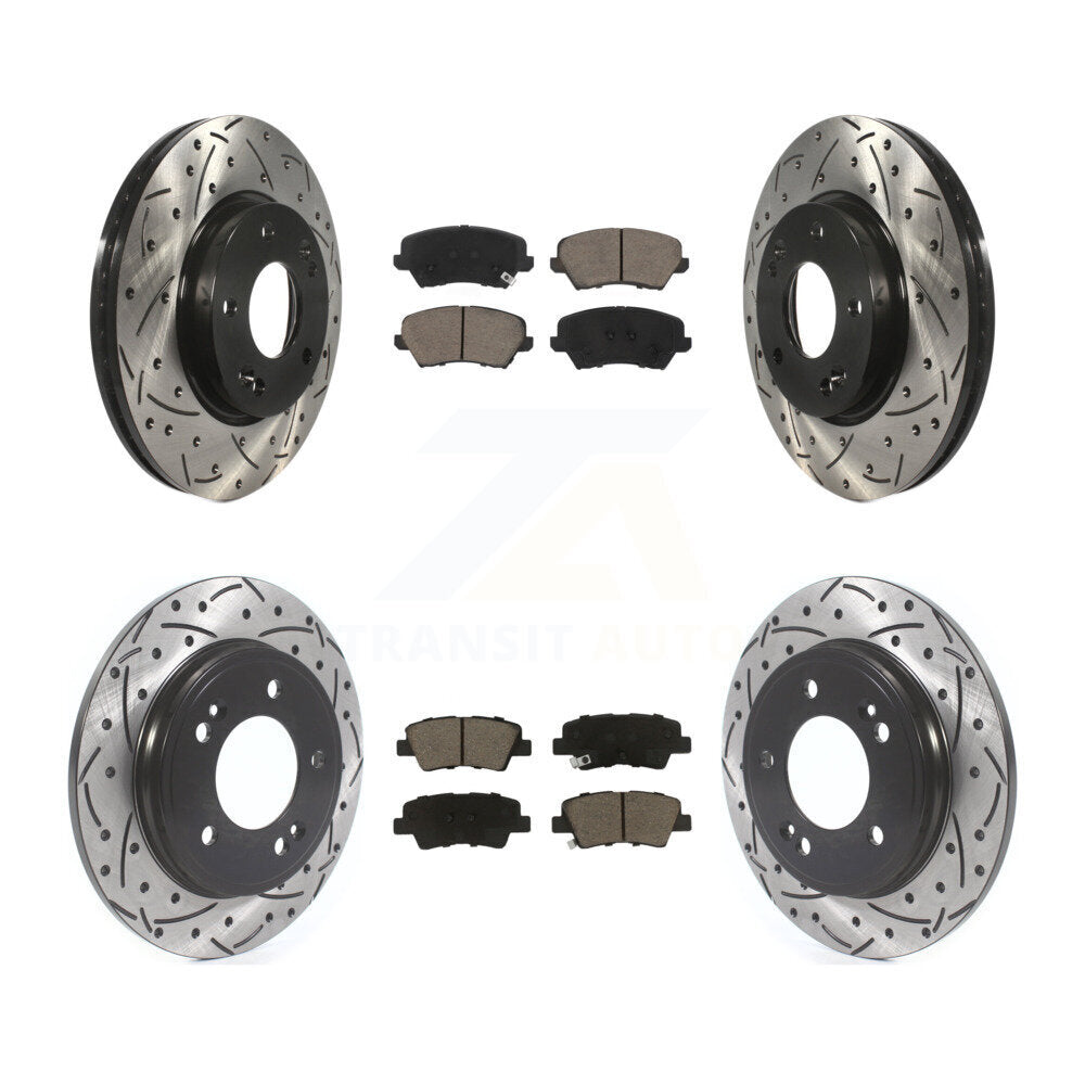 Coat Drill Slot Disc Brake Rotor Ceramic Pad Front Rear Kit For Hyundai Veloster
