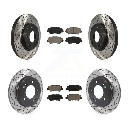 Coat Drill Slot Disc Brake Rotor Ceramic Pad Front Rear Kit For Hyundai Veloster