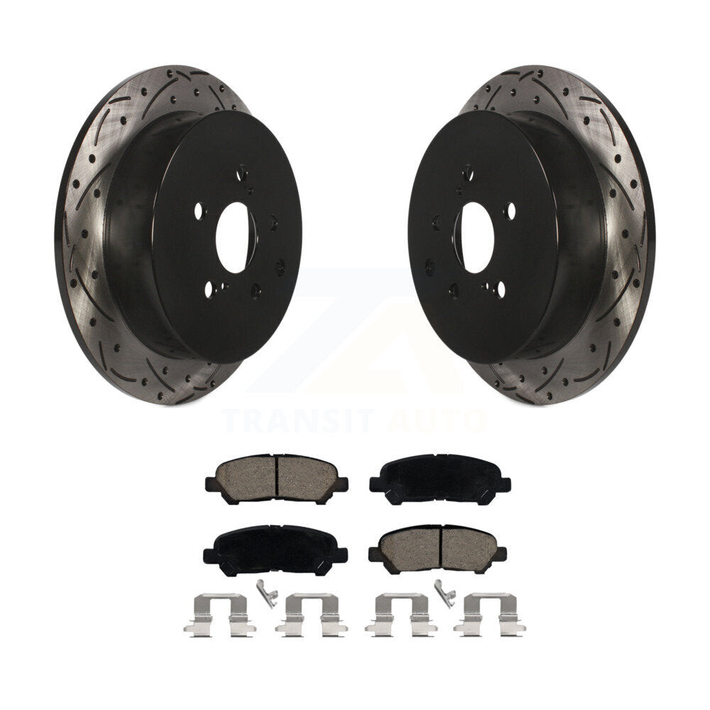 Coated Drilled Slot Disc Brake Rotors Ceramic Pad Rear Kit For Toyota Highlander
