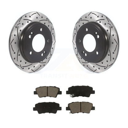 Drill Slot Disc Brake Rotors Ceramic Pad Rear Kit For Kia Forte Hyundai Veloster