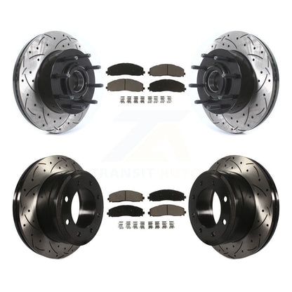 Drill Slot Disc Brake Rotor Ceramic Pad Front Rear Kit For Ford F-350 Super Duty