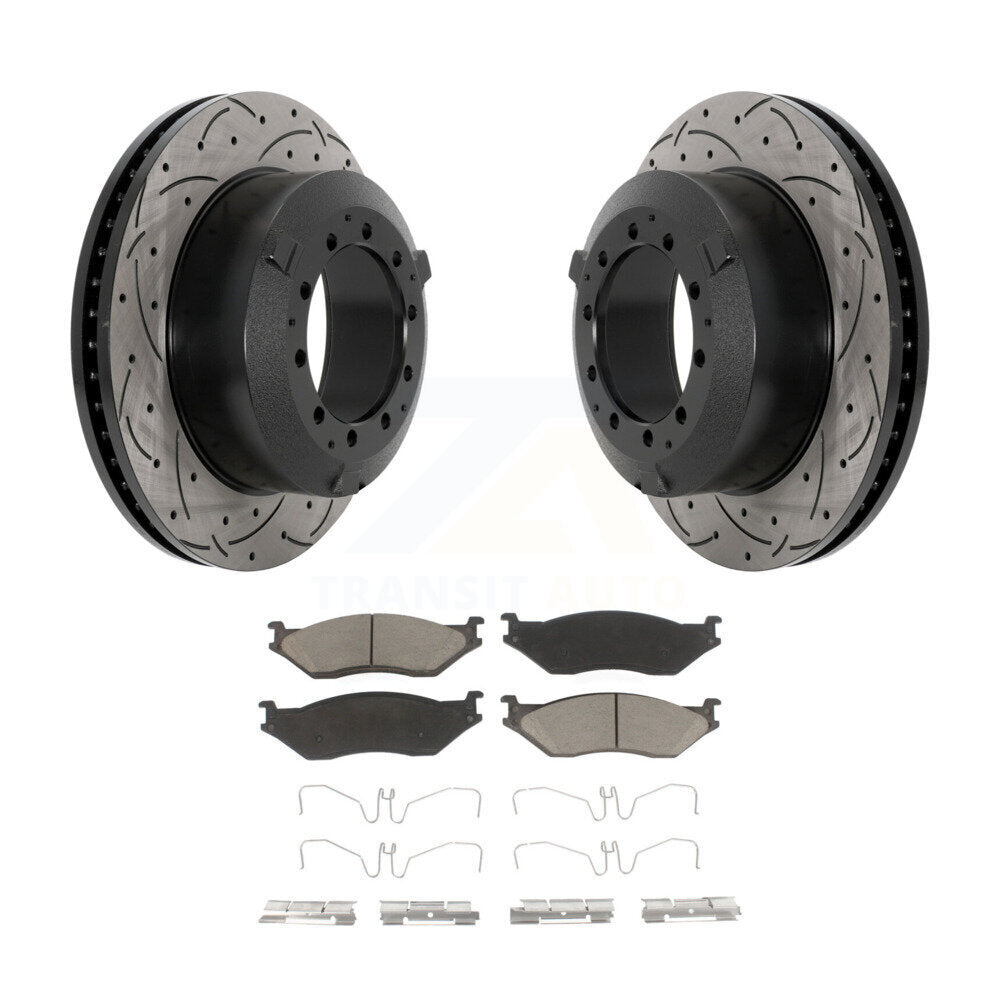 Drilled Slot Brake Rotor Ceramic Pad Front Kit For International TerraStar IC AE