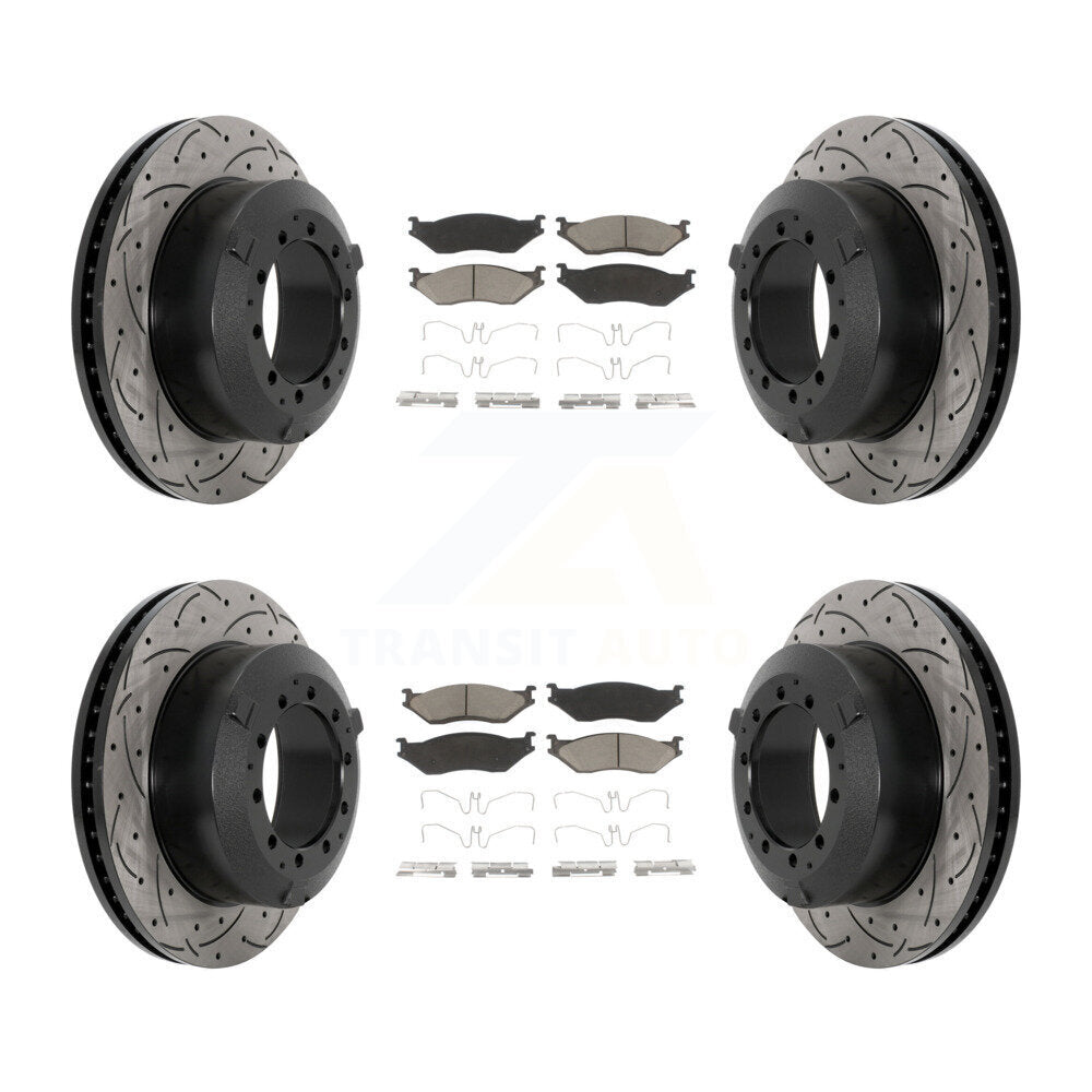 Drill Slot Brake Rotor Ceramic Pad Front Rear Kit For International TerraStar IC