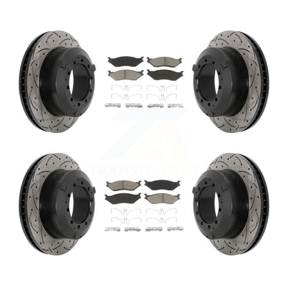 Drill Slot Brake Rotor Ceramic Pad Front Rear Kit For International TerraStar IC