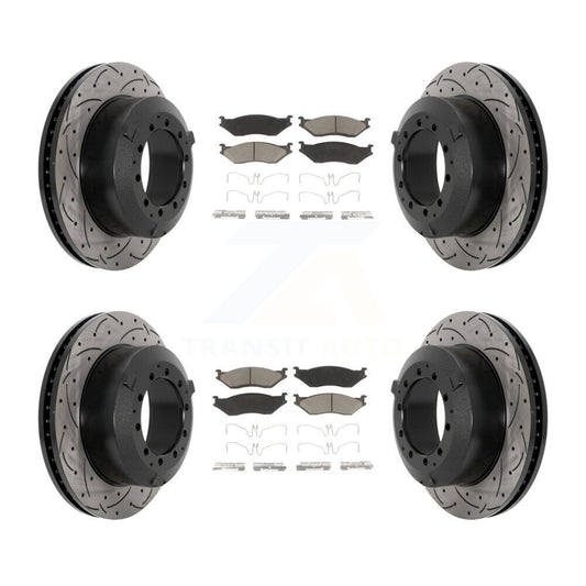 Drill Slot Brake Rotor Ceramic Pad Front Rear Kit For International TerraStar IC