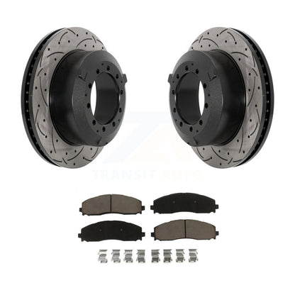 Coat Drill Slot Disc Brake Rotors Ceramic Pad Rear Kit For Ford F-350 Super Duty
