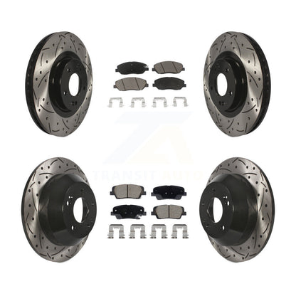Drilled Slot Brake Rotor Ceramic Pad Front Rear Kit For Hyundai Santa Fe XL 3.3L