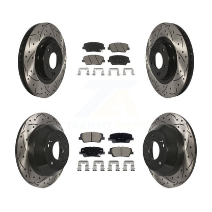 Drill Slot Brake Rotor Ceramic Pad Front Rear Kit For Hyundai Santa Fe Sport Kia