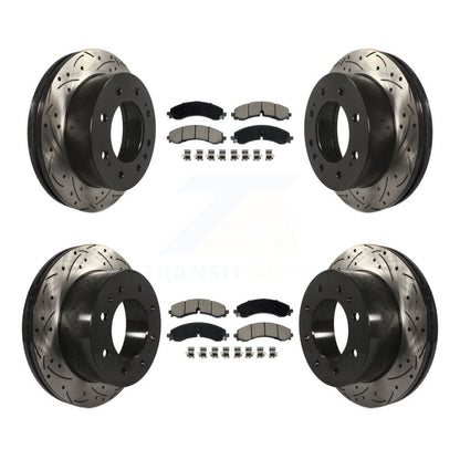 Drill Slot Brake Rotors Ceramic Pad Front Rear Kit For GMC Chevrolet Sierra 2500