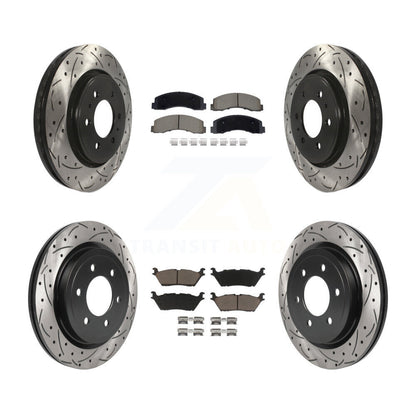 Drill Slot Disc Brake Rotor Ceramic Pad Front Rear Kit For Ford F-150 Expedition