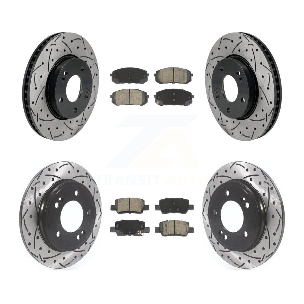 Coat Drill Slot Disc Brake Rotors Ceramic Pad Front Rear Kit For Hyundai Elantra