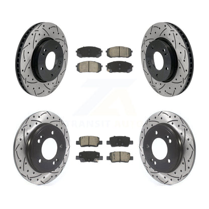 Coat Drill Slot Disc Brake Rotors Ceramic Pad Front Rear Kit For Hyundai Elantra