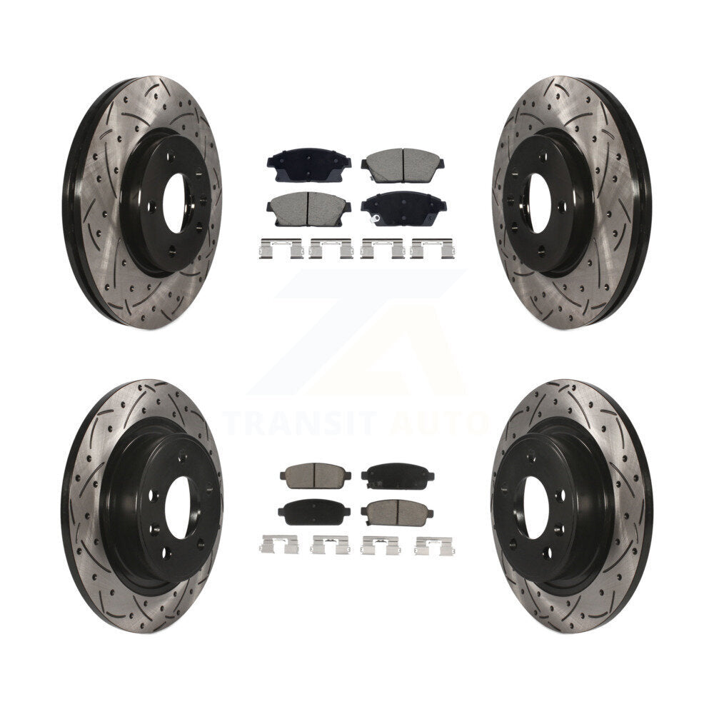 Drill Slot Brake Rotor Ceramic Pad Front Rear Kit For Chevrolet Cruze Buick Volt