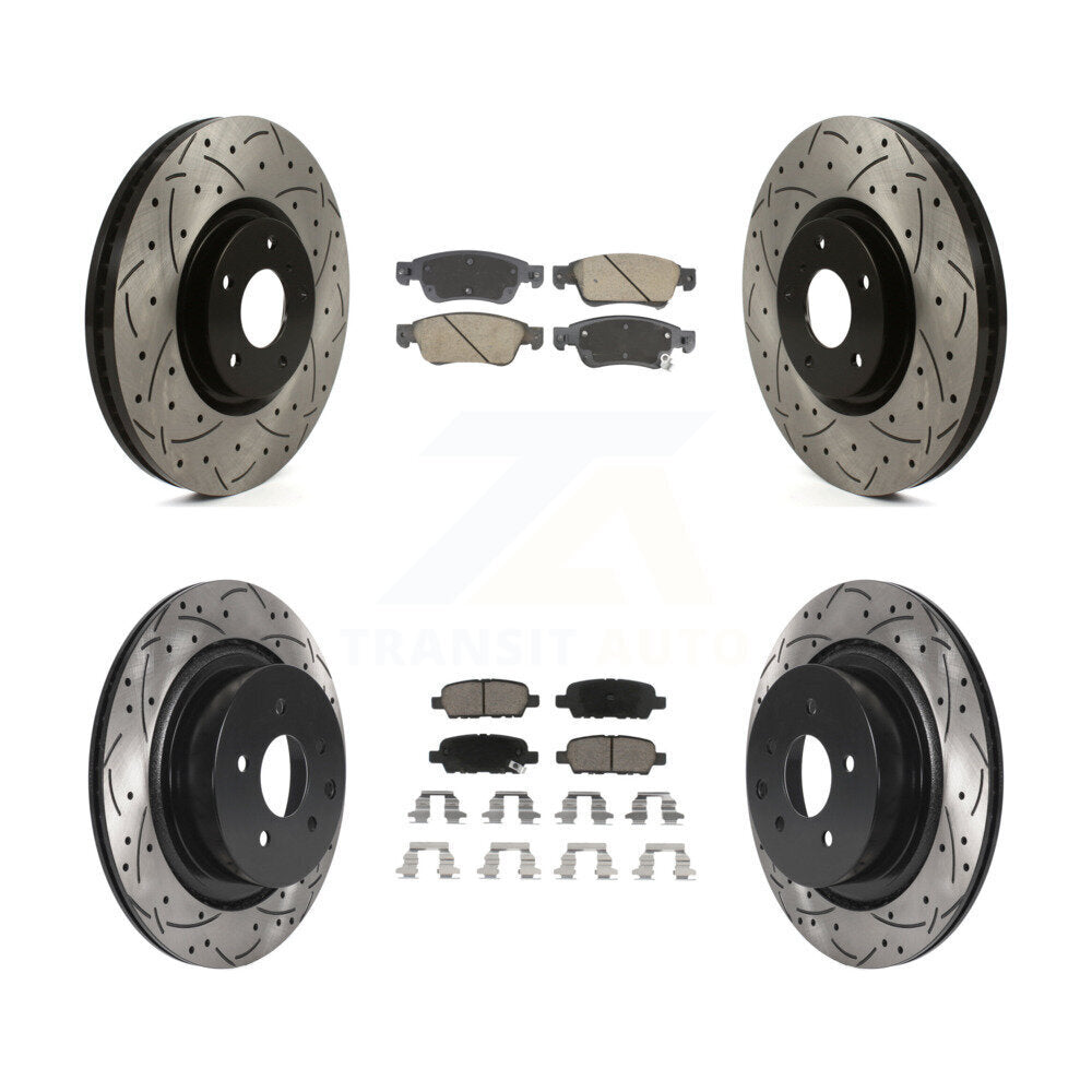 Coat Drill Slot Disc Brake Rotor Ceramic Pad Front Rear Kit For INFINITI G35 Q60
