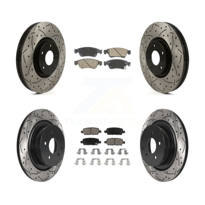 Coat Drill Slot Disc Brake Rotor Ceramic Pad Front Rear Kit For INFINITI G35 Q60