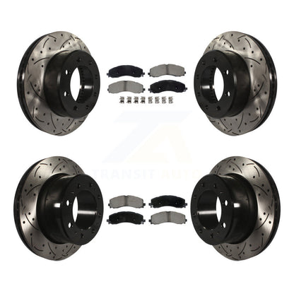 Coated Drill Slot Disc Brake Rotors Ceramic Pad Front Rear Kit For Ram 2500 3500
