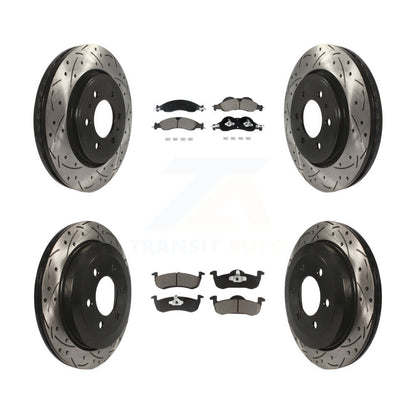Drilled Slot Brake Rotors Ceramic Pad Front Rear Kit For Ford Expedition Lincoln