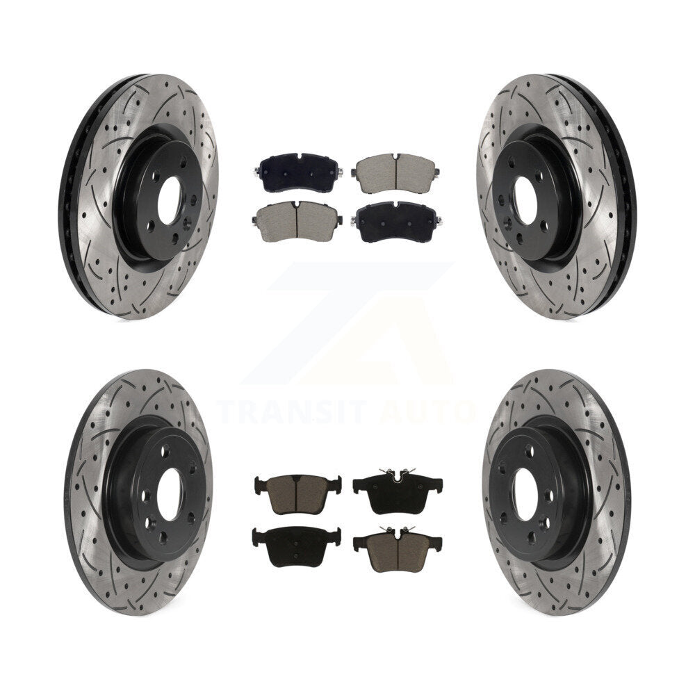 Coated Drill Slot Disc Brake Rotors Ceramic Pad Front Rear Kit For Jaguar E-Pace