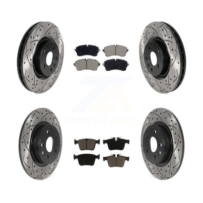 Coated Drill Slot Disc Brake Rotors Ceramic Pad Front Rear Kit For Jaguar E-Pace