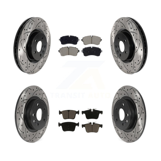 Coated Drill Slot Disc Brake Rotors Ceramic Pad Front Rear Kit For Jaguar E-Pace
