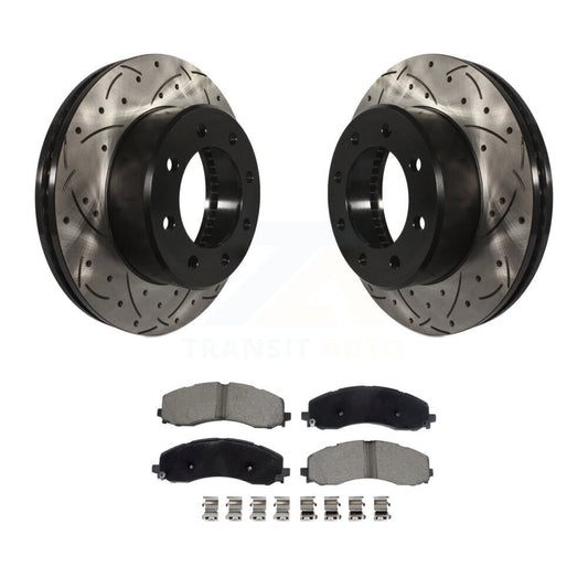 Coated Drilled Slotted Disc Brake Rotors Ceramic Pad Front Kit For Ram 2500 3500