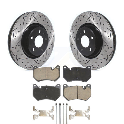 Coated Drilled Slot Disc Brake Rotor Ceramic Pad Front Kit For Audi Q5 Sportback