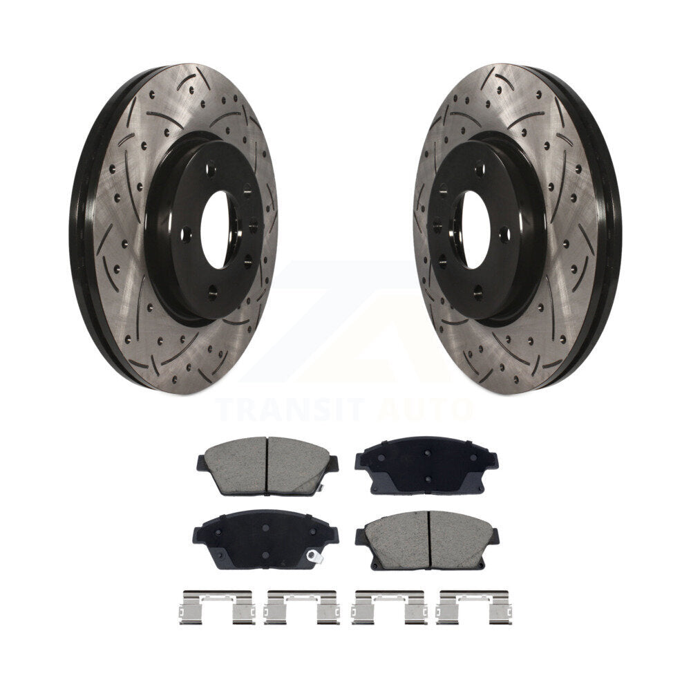Drilled Slot Brake Rotors Ceramic Pad Front Kit For Chevrolet Cruze Buick Verano