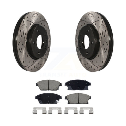 Drilled Slot Brake Rotors Ceramic Pad Front Kit For Chevrolet Cruze Buick Verano