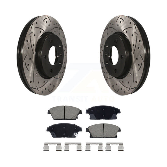Drilled Slot Brake Rotors Ceramic Pad Front Kit For Chevrolet Cruze Buick Verano