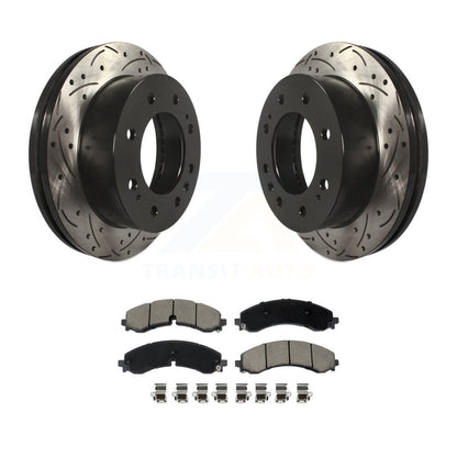 Drilled Slot Brake Rotors Ceramic Pad Front Kit For GMC Chevrolet Sierra 2500 HD