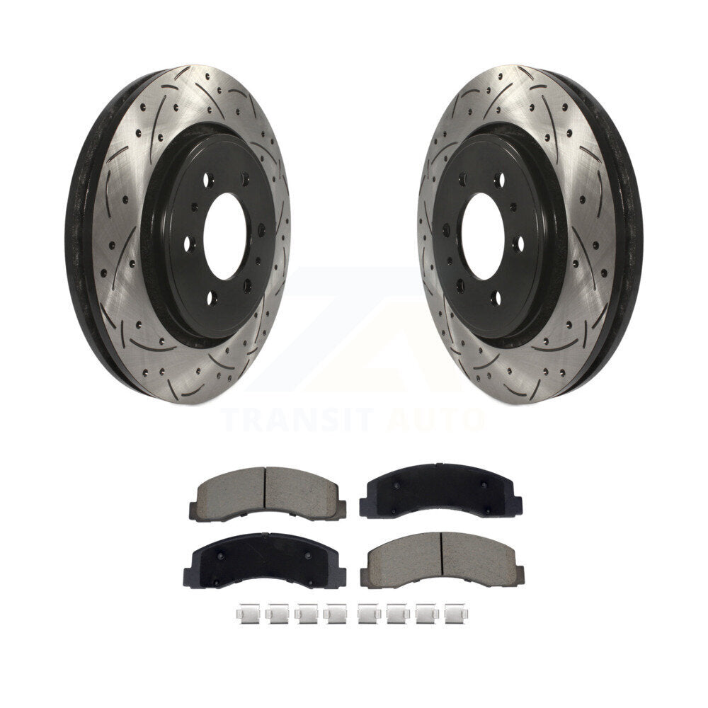 Drilled Slot Brake Rotor Ceramic Pad Front Kit For Ford F-150 Expedition Lincoln