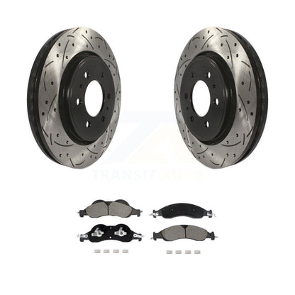Drilled Slot Disc Brake Rotors Ceramic Pad Front Kit For Ford Expedition Lincoln