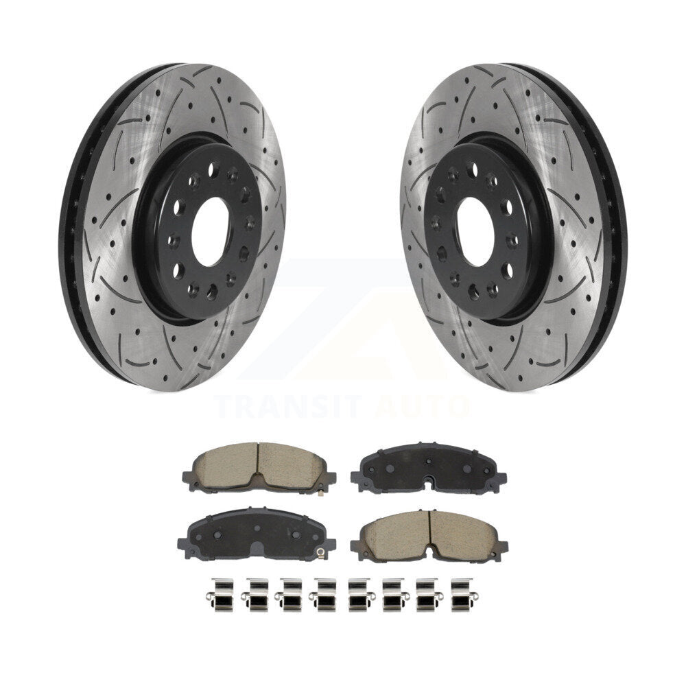 Drilled Slot Brake Rotor Ceramic Pad Front Kit For Chevrolet Traverse Blazer GMC