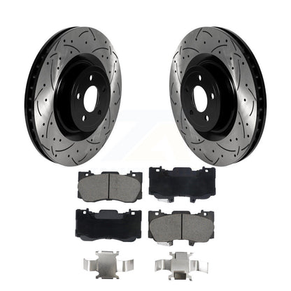 Coated Drilled Slotted Disc Brake Rotor & Ceramic Pad Front Kit For Ford Mustang