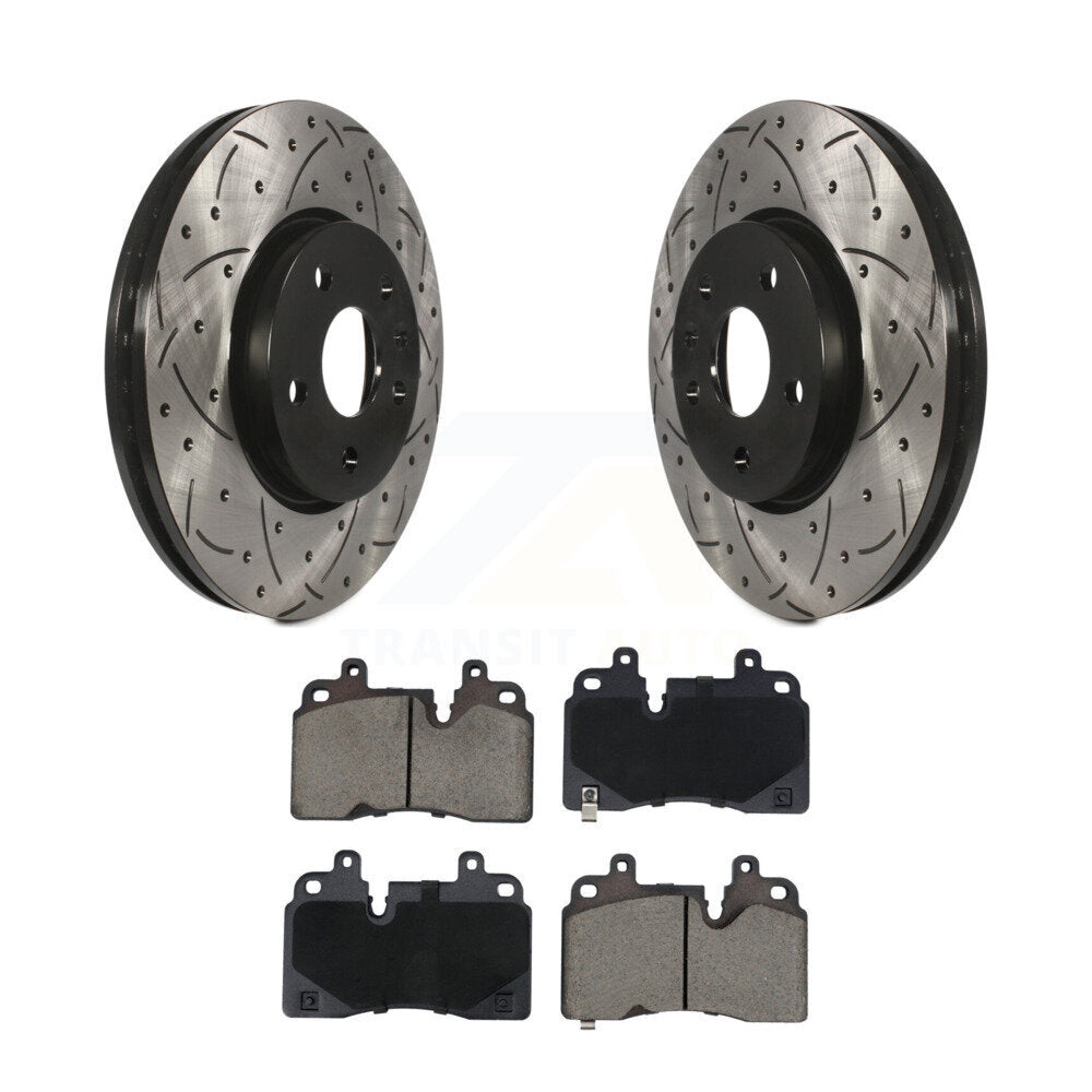 Coated Drill Slot Disc Brake Rotors Ceramic Pad Front Kit For Chevrolet Corvette