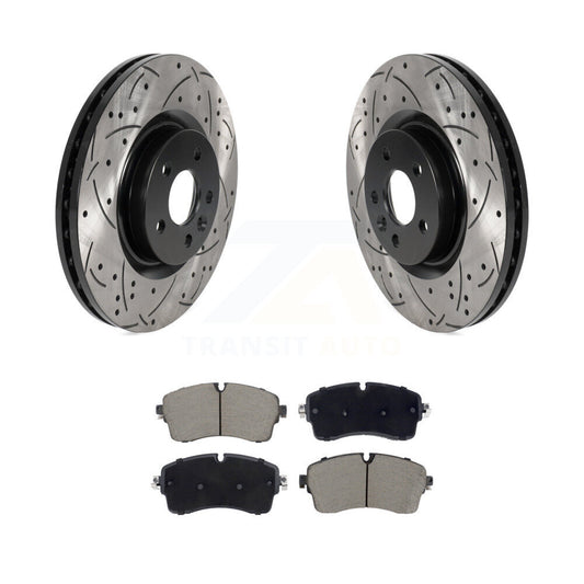 Coated Drilled Slotted Disc Brake Rotors Ceramic Pad Front Kit For Jaguar E-Pace