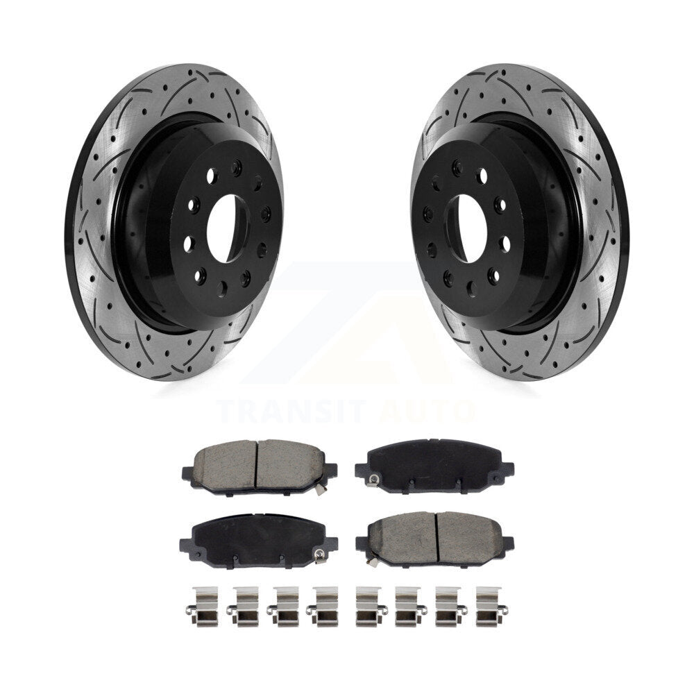 Drill Slot Brake Rotors Ceramic Pad Rear Kit For 2018-2020 Jeep Wrangler Rubicon