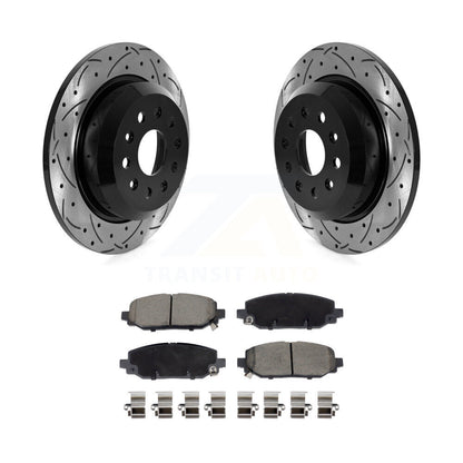 Drill Slot Brake Rotors Ceramic Pad Rear Kit For 2018-2020 Jeep Wrangler Rubicon