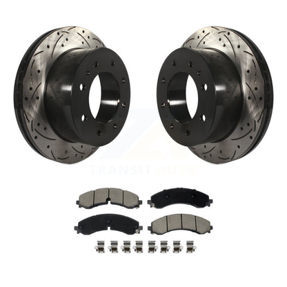 Drilled Slot Brake Rotor & Ceramic Pad Rear Kit For GMC Chevrolet Sierra 2500 HD