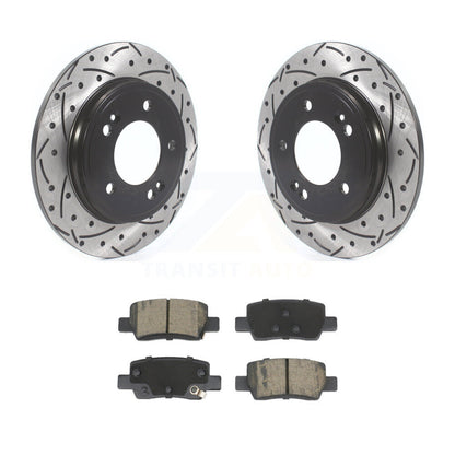 Coated Drilled Slotted Disc Brake Rotor Ceramic Pad Rear Kit For Hyundai Elantra