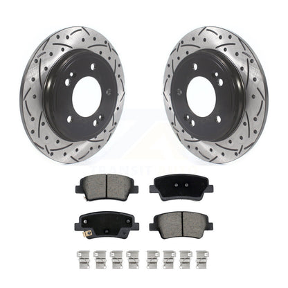 Coated Drilled Slotted Disc Brake Rotor Ceramic Pad Rear Kit For Hyundai Elantra