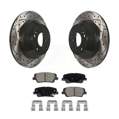 Drilled Slot Brake Rotors Ceramic Pad Rear Kit For Hyundai Santa Fe Sport Kia XL