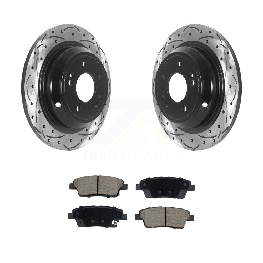 Drill Slot Brake Rotors Ceramic Pad Rear Kit For 2018-2020 Genesis G80 3.8L 5.0L